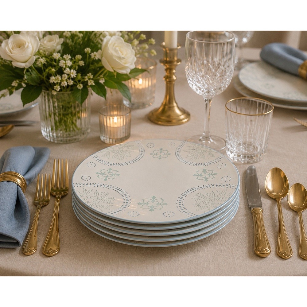 Set Of 6 Baum Phara Sky Blue by Baum Dinner Plates, 10 1/2"